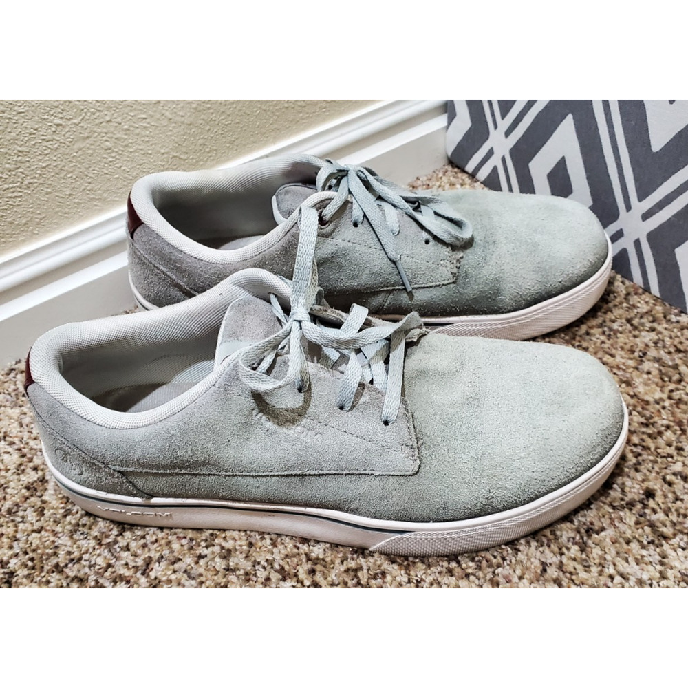 Volcom Mens Size 12W Gray Suede Skate Sneakers Lace Up Casual Shoes